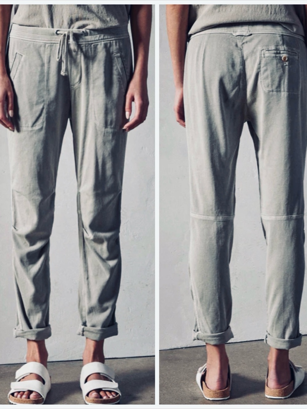 James Perse Soft Drape Linen Utility Pants in Light Grey